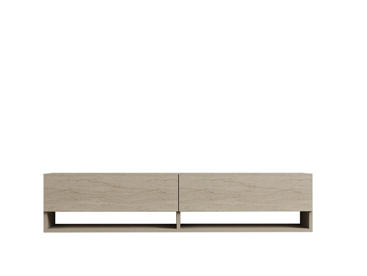 Comodă TV Arges, Diverse culori, 141x30x31 cm - Travertin | SKU: 495SSE1628 | Comodă TV Arges, 141x30x31 cm, varianta Travertin, produs pentru amenajarea locuinței, disponibil online în România la CasaMob