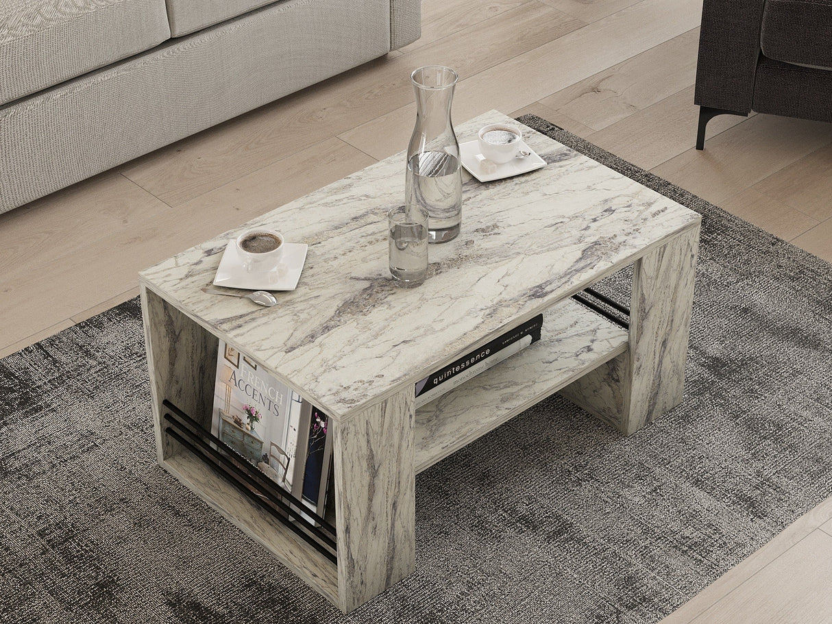 Măsuță de cafea Iris, Diverse culori, 80x50x40 cm - Freesia marble | SKU: 495SSE2112 | Măsuță de cafea Iris, 80x50x40 cm, varianta Freesia marble, produs pentru amenajarea locuinței, disponibil online în România la CasaMob
