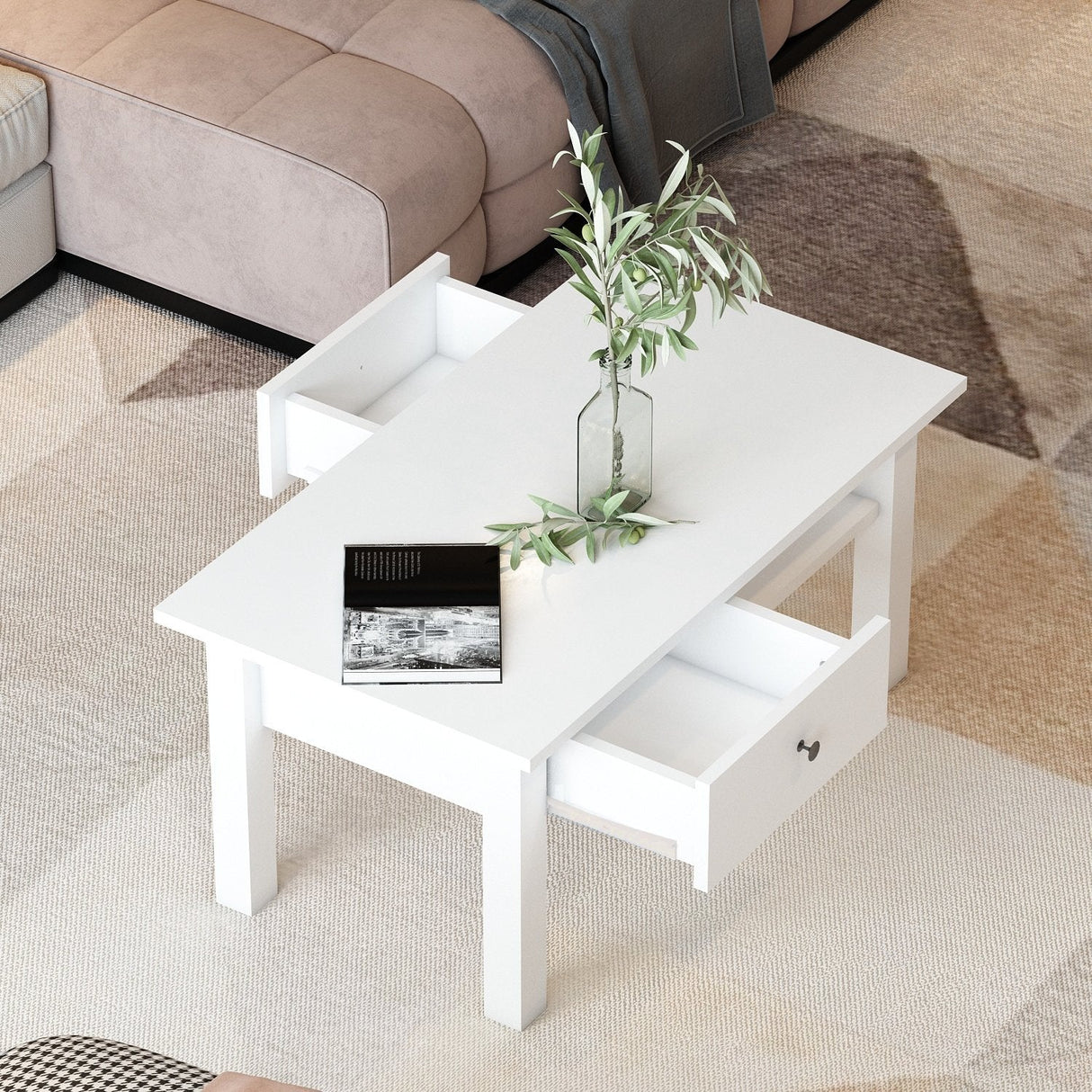 Măsuță de cafea Lisbon, Diverse culori, 90x50x42 cm - Alb | SKU: 505CRL1401 | Măsuță de cafea Lisbon, 90x50x42 cm, varianta Alb, produs pentru amenajarea locuinței, disponibil online în România la CasaMob