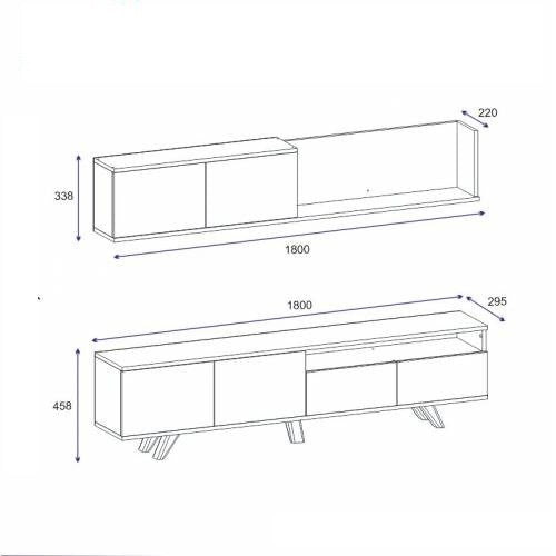 Comodă TV Mono, Diverse culori, 180x30x46 cm - Alb | SKU: 505CRL1718 | Comodă TV Mono, 180x30x46 cm, varianta Alb, produs pentru amenajarea locuinței, disponibil online în România la CasaMob