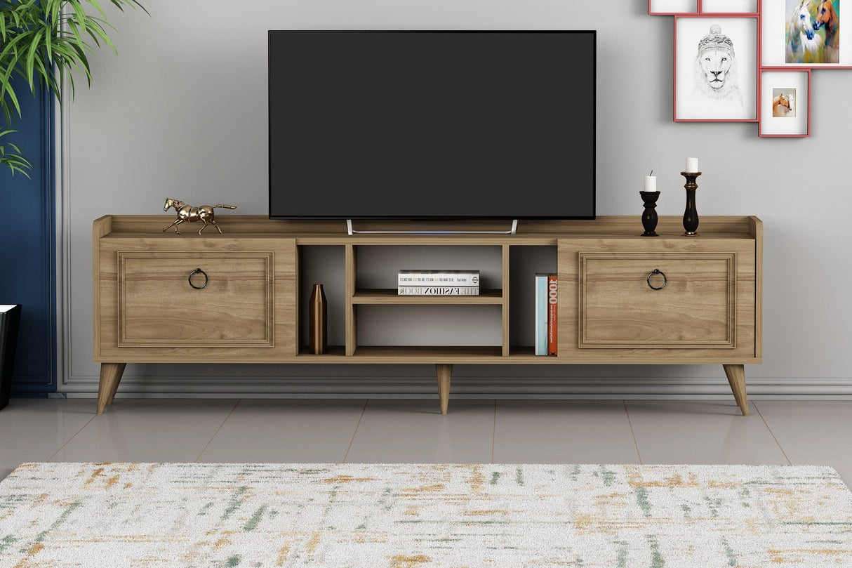 Comodă TV Rudy v2, Diverse culori, 180x35x55 cm - Nuc | SKU: 505CRL1722 | Comodă TV Rudy v2, 180x35x55 cm, varianta Nuc, produs pentru amenajarea locuinței, disponibil online în România la CasaMob