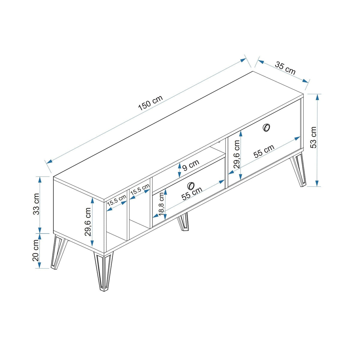 Comodă TV Aris, Diverse culori, 150x35x53 cm - Pin atlantic - Negru | SKU: 505CRL1729 | Comodă TV Aris, 150x35x53 cm, varianta Pin atlantic - Negru, produs pentru amenajarea locuinței, disponibil online în România la CasaMob