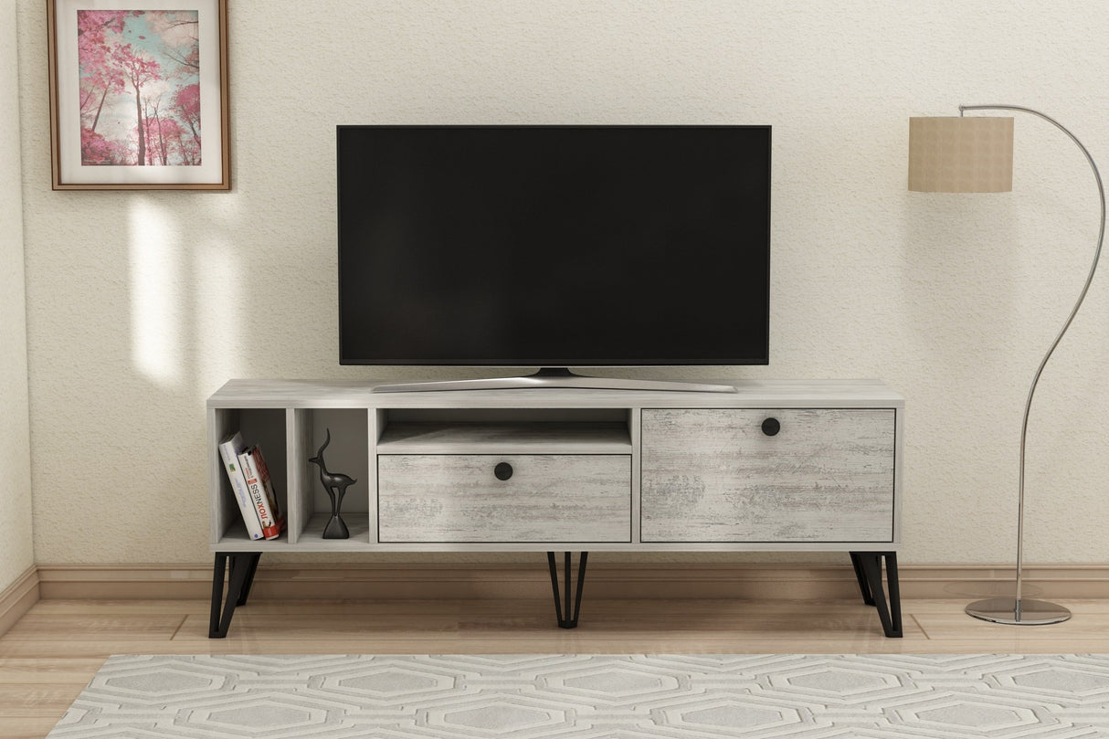 Comodă TV Aris - Crystal, Gri - Alb, 150x35x53 cm