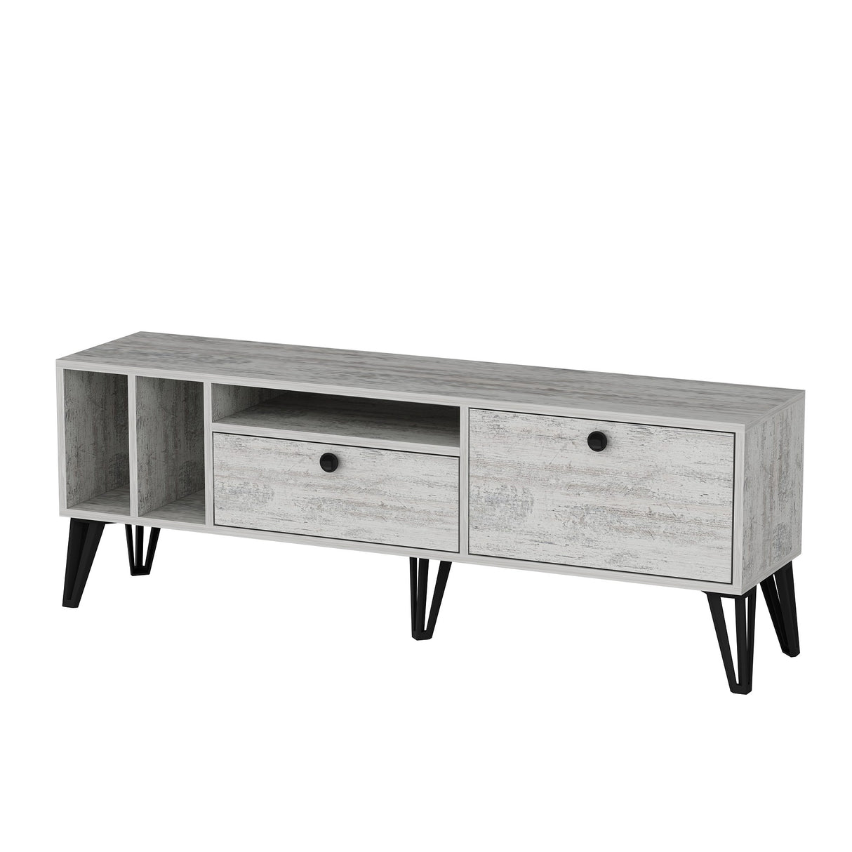 Comodă TV Aris - Crystal, Gri - Alb, 150x35x53 cm