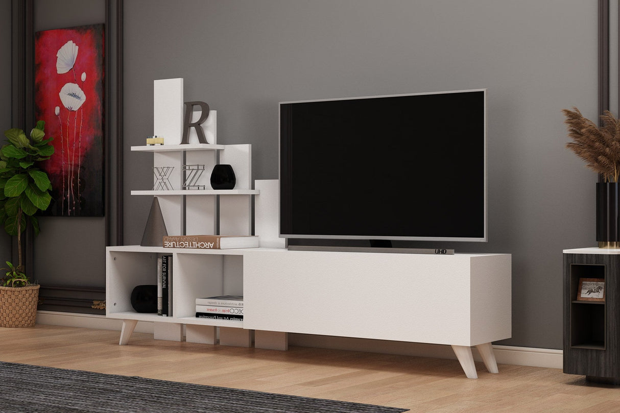 Comodă TV Vale, Diverse culori, 160x33x115 cm - Alb | SKU: 505CRL1909 | Comodă TV Vale, 160x33x115 cm, varianta Alb, produs pentru amenajarea locuinței, disponibil online în România la CasaMob