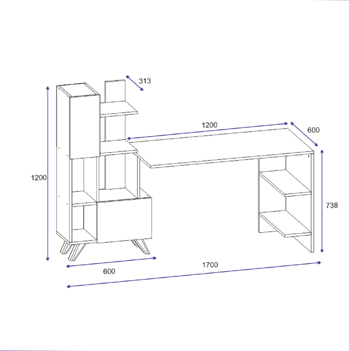 Birou Alis, Alb, 120x60x73 cm
