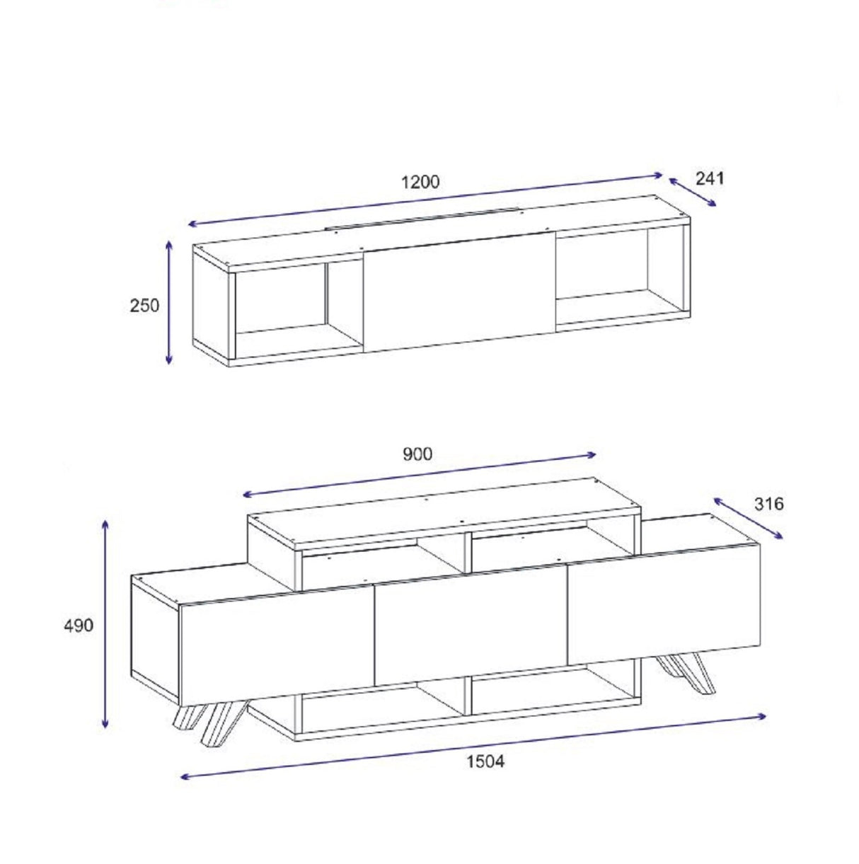 Comodă TV Alwin Unit, Diverse culori, 150x32x49 cm - Antracit | SKU: 505CRL1919 | Comodă TV Alwin Unit, 150x32x49 cm, varianta Antracit, produs pentru amenajarea locuinței, disponibil online în România la CasaMob
