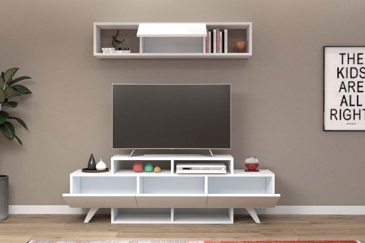 Comodă TV Alwin Unit, Diverse culori, 150x32x49 cm - Alb | SKU: 505CRL1920 | Comodă TV Alwin Unit, 150x32x49 cm, varianta Alb, produs pentru amenajarea locuinței, disponibil online în România la CasaMob