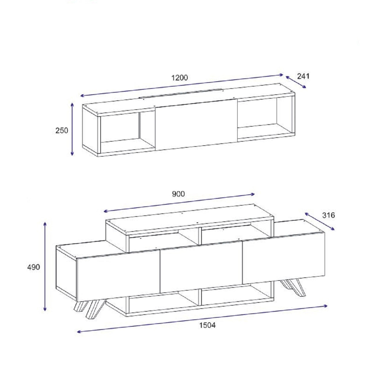 Comodă TV Alwin Unit, Diverse culori, 150x32x49 cm - Nuc | SKU: 505CRL1921 | Comodă TV Alwin Unit, 150x32x49 cm, varianta Nuc, produs pentru amenajarea locuinței, disponibil online în România la CasaMob