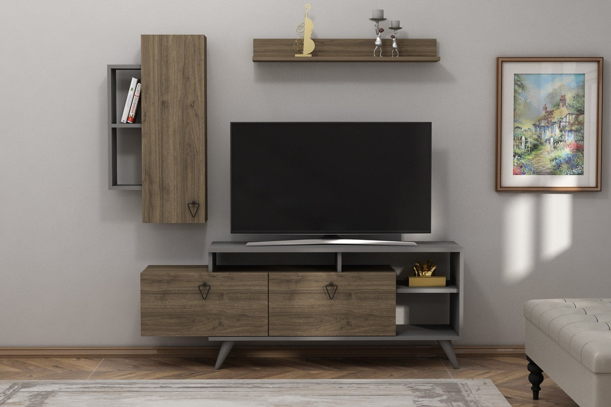 Comodă TV Clara, Diverse culori, 175x35x59 cm - Nuc - Antracit | SKU: 505CRL1923 | Comodă TV Clara, 175x35x59 cm, varianta Nuc - Antracit, produs pentru amenajarea locuinței, disponibil online în România la CasaMob