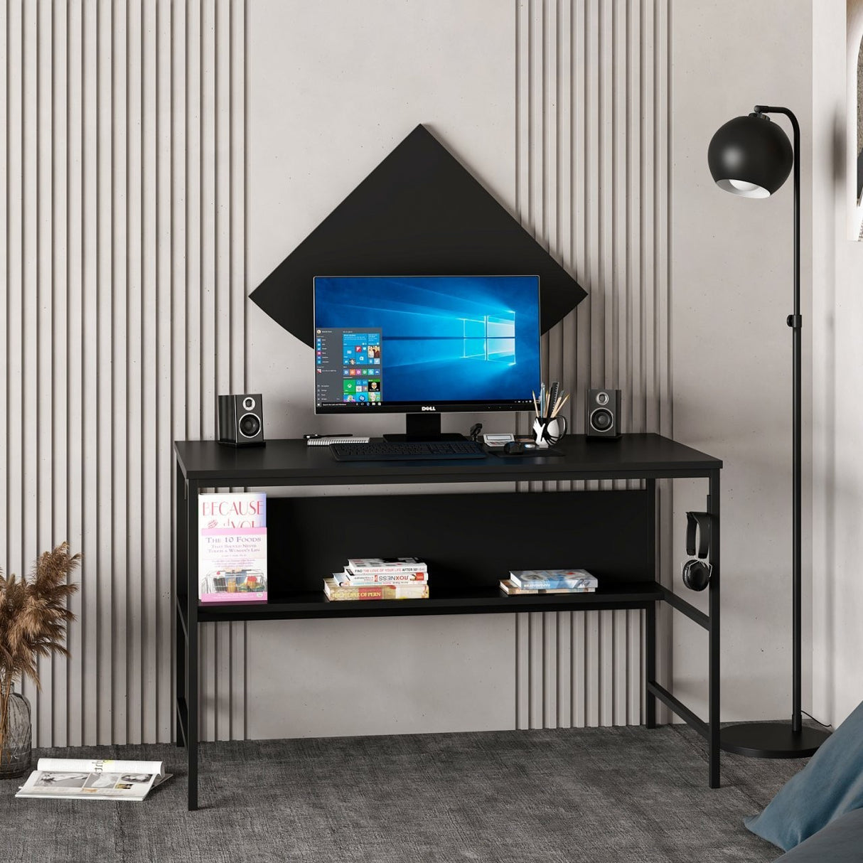 Birou Greta Matte 7041, Negru, 120x60x74 cm