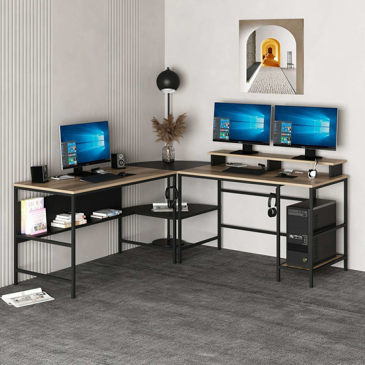Birou Greta RGB, Dore - Negru, 180x60x74 cm