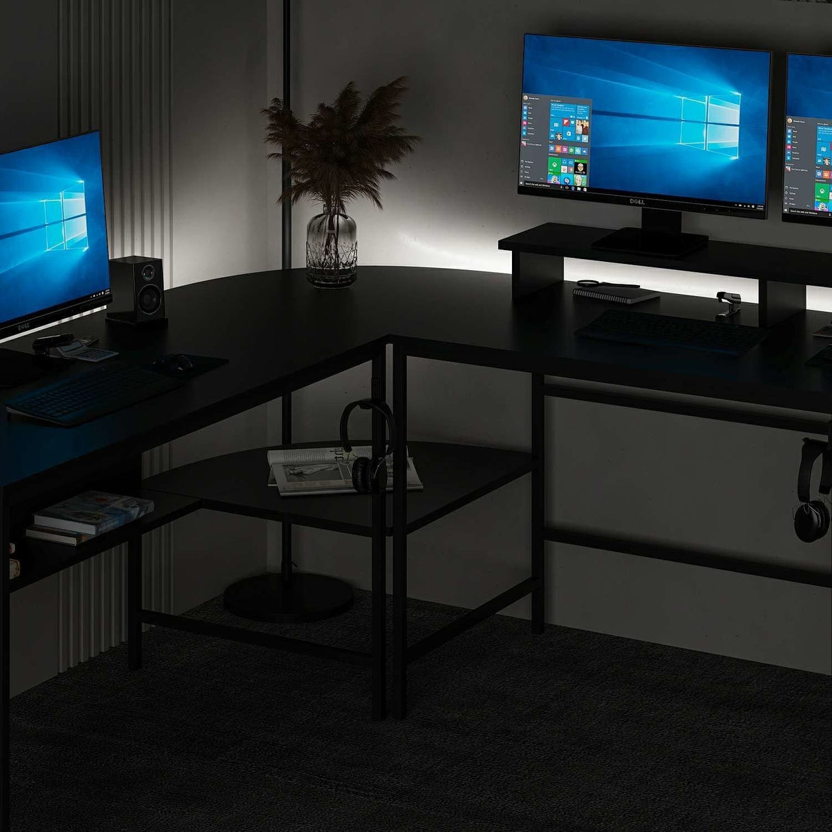 Birou Greta RGB - 8536, Negru, 180x60x74 cm