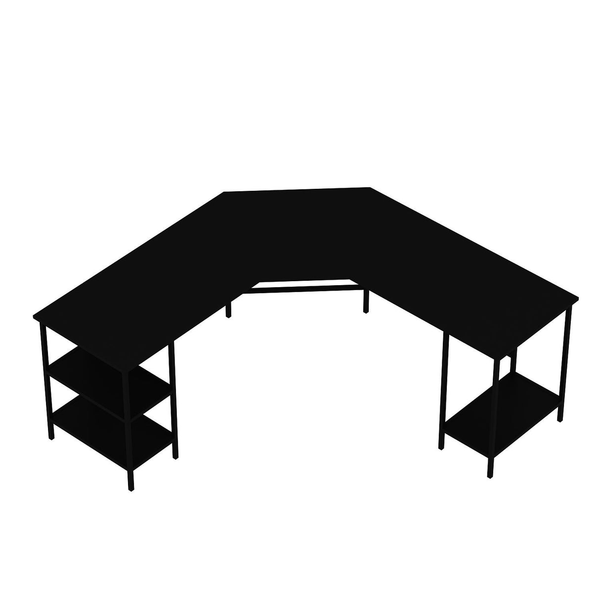 Birou Power L - 8537, Negru, 180x60x76 cm