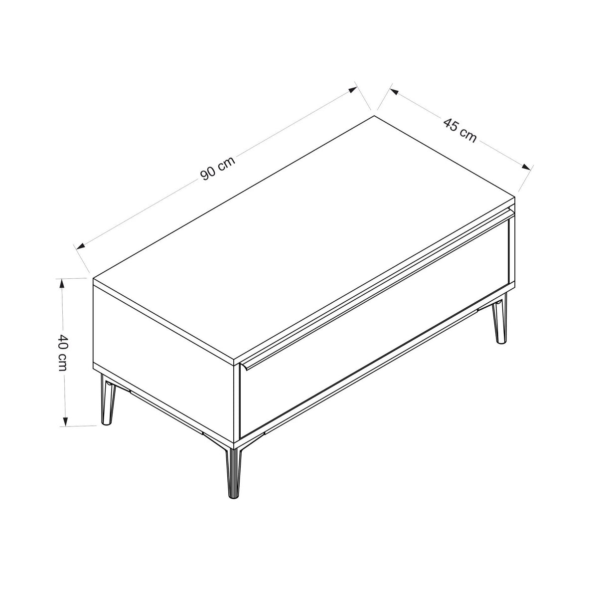 Măsuță de cafea Elevate, Alb, 90x45x40 cm