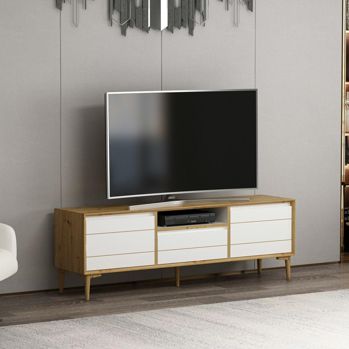 Comodă TV Lerry, Diverse culori, 150x35x50 cm - Alb | SKU: 506MNR1107 | Comodă TV Lerry, 150x35x50 cm, varianta Alb, produs pentru amenajarea locuinței, disponibil online în România la CasaMob