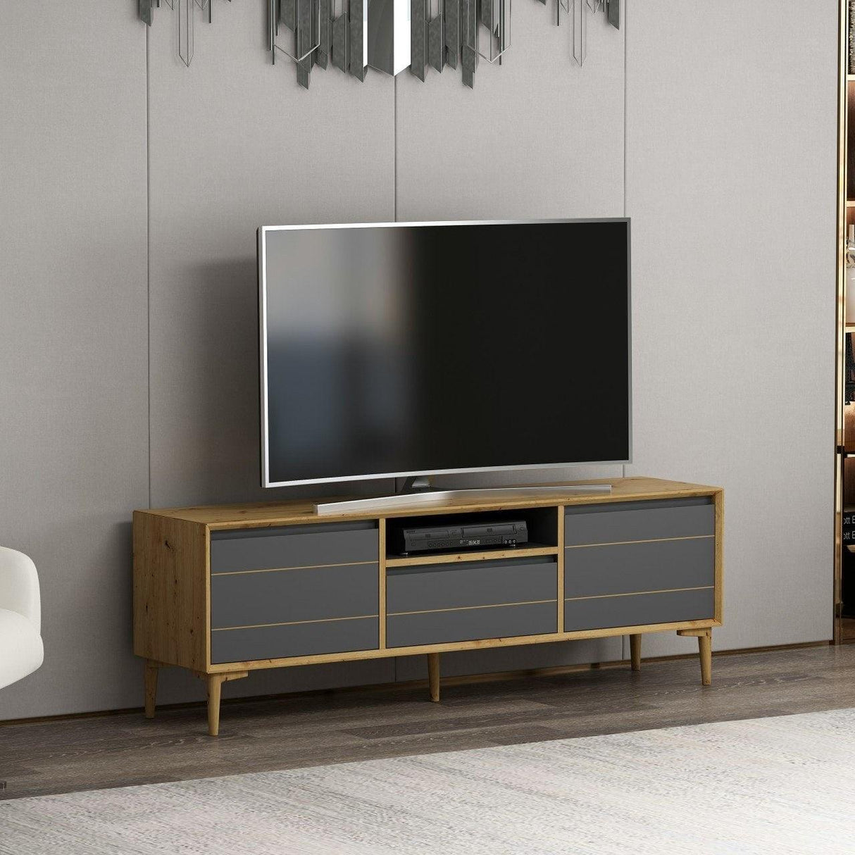 Comodă TV Lerry, Diverse culori, 150x35x50 cm - Antracit | SKU: 506MNR1108 | Comodă TV Lerry, 150x35x50 cm, varianta Antracit, produs pentru amenajarea locuinței, disponibil online în România la CasaMob