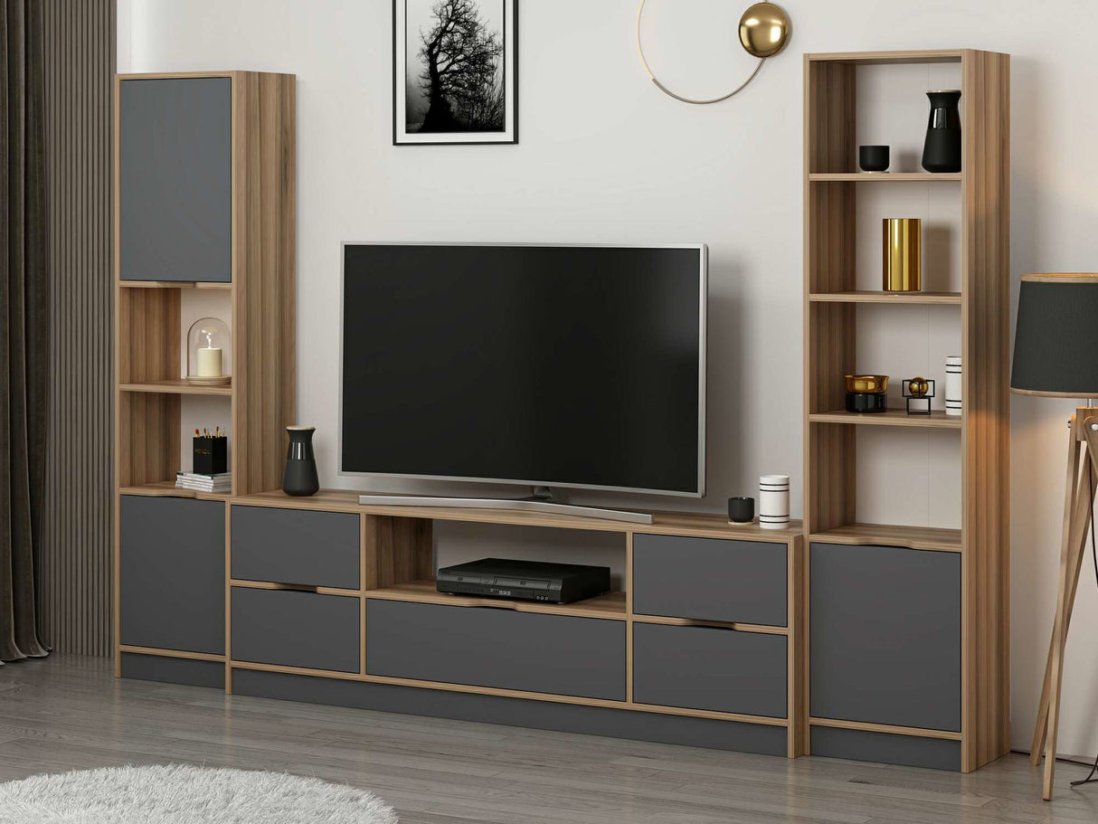 Comodă TV Elina - 8606, Antracit - Dore, 180x35x57 cm