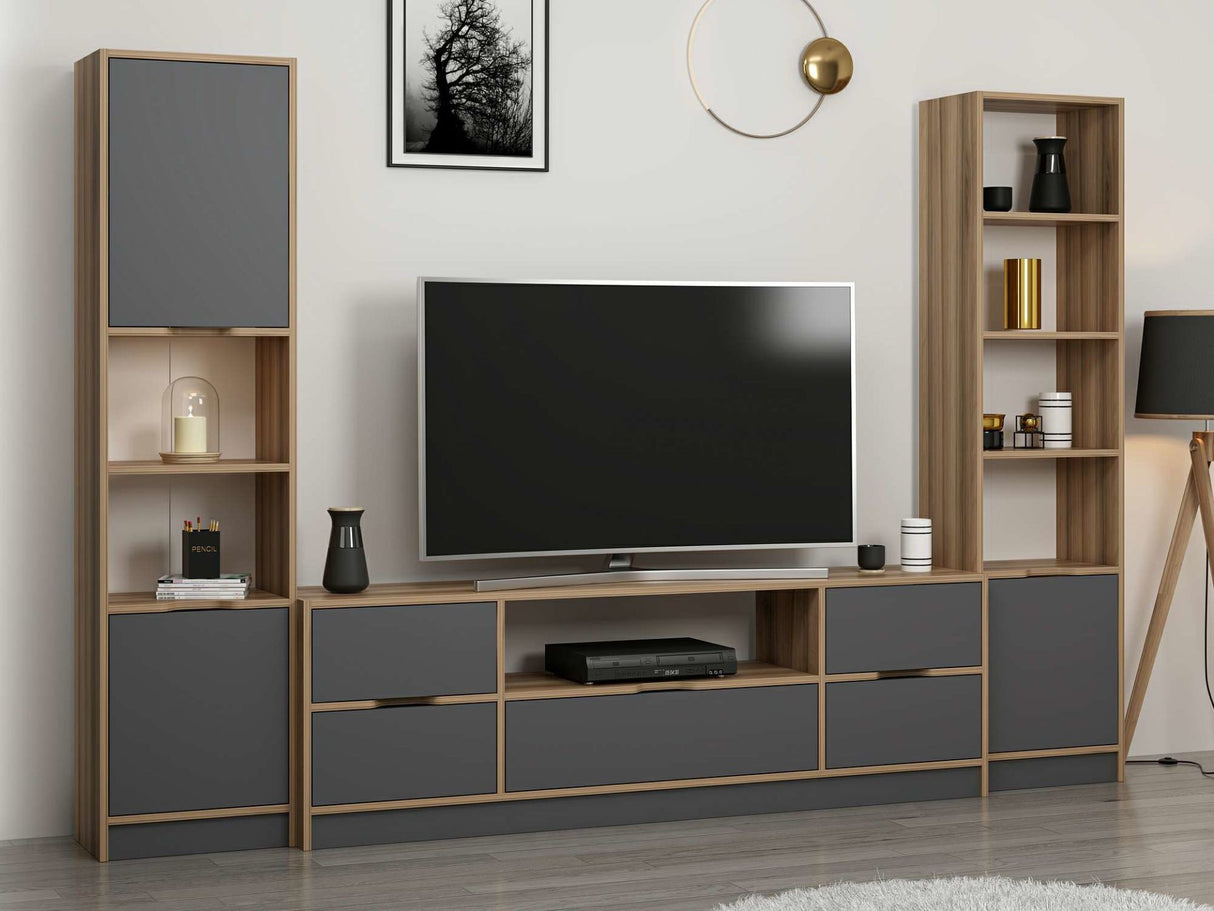 Comodă TV Elina - 8606, Antracit - Dore, 180x35x57 cm