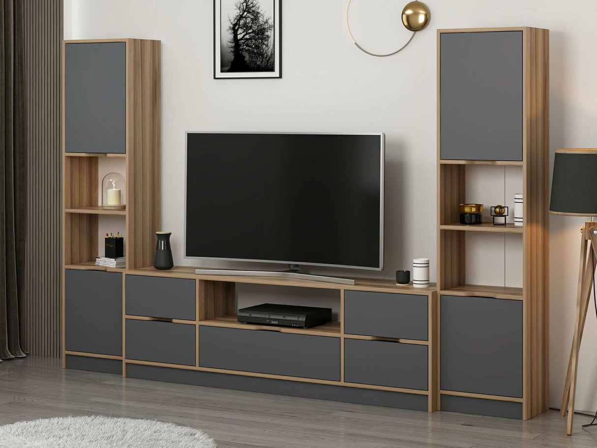 Comodă TV Elina - 8608, Antracit - Dore, 180x35x57 cm