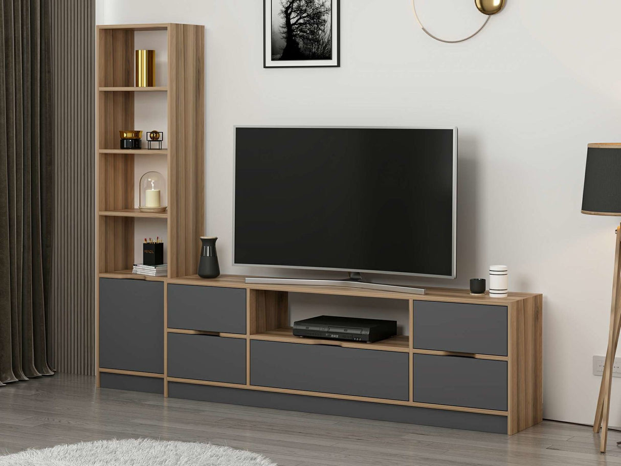 Comodă TV Elina - 8609, Antracit - Dore, 180x35x57 cm