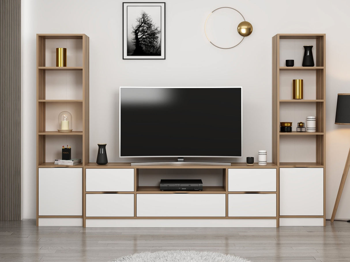 Comodă TV Elina - 9010, Alb - Dore, 180x35x57 cm