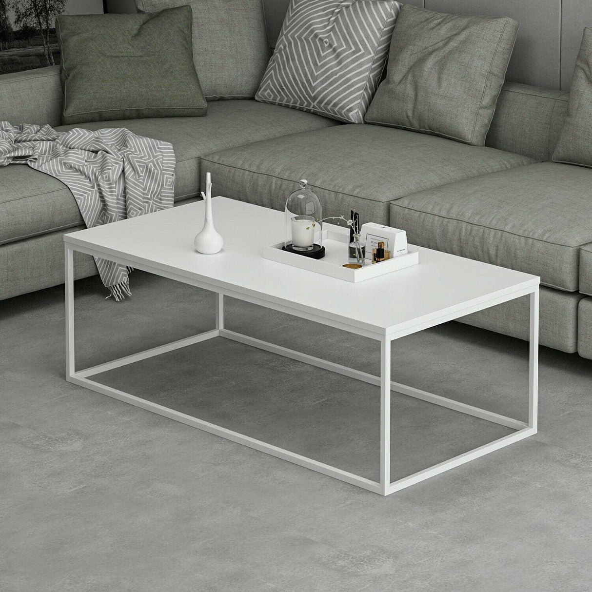Măsuță de cafea Tiger, Diverse culori, 120x60x42 cm - Alb | SKU: 506MNR1203 | Măsuță de cafea Tiger, 120x60x42 cm, varianta Alb, produs pentru amenajarea locuinței, disponibil online în România la CasaMob
