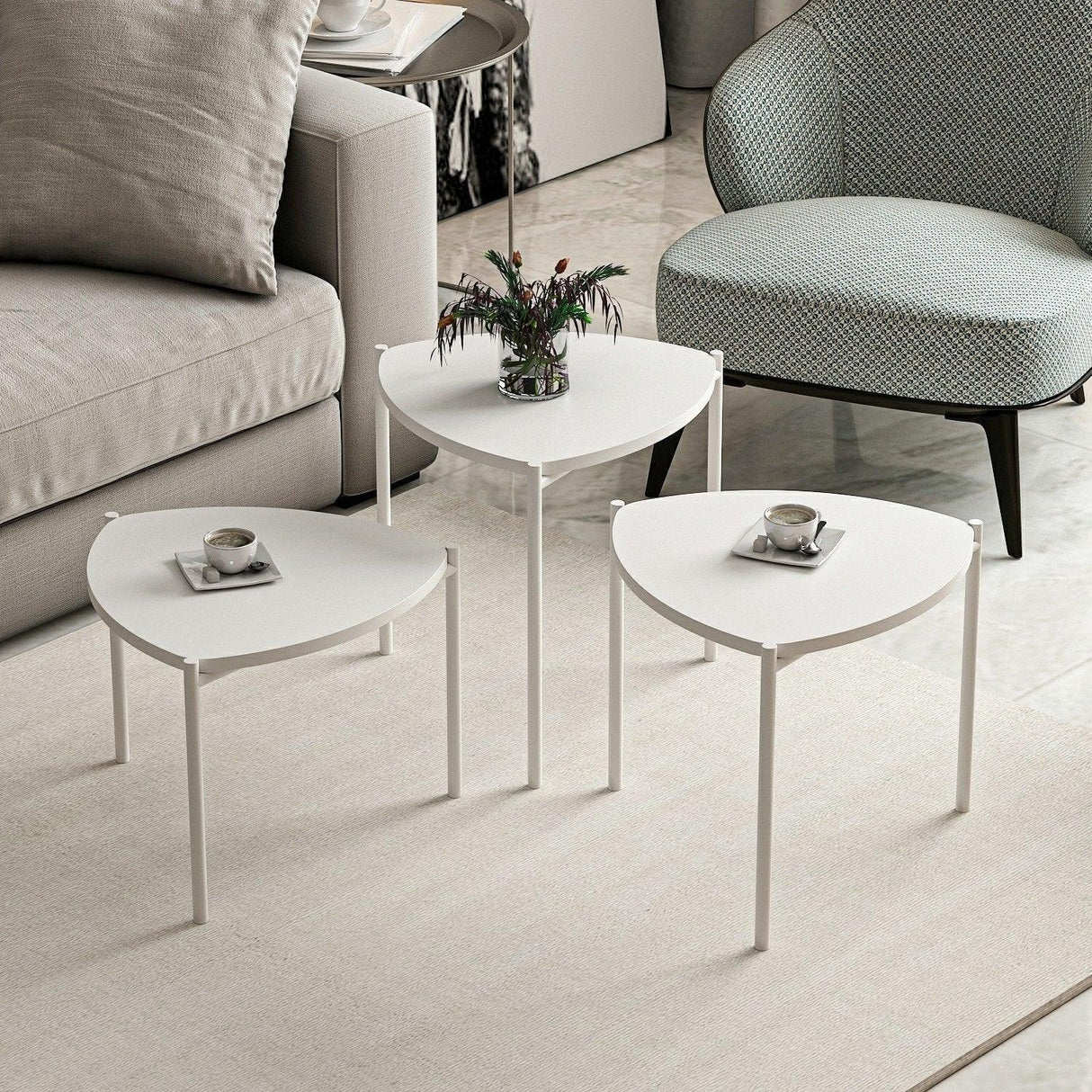 Măsuță de cafea Lenny, Diverse culori, Diverse configurații, Diverse dimensiuni - Alb - 45x45x45 cm - 3 bucăți | SKU: 506MNR1222 | Măsuță de cafea Lenny, varianta Alb - 45x45x45 cm - 3 bucăți, produs pentru amenajarea locuinței, disponibil online în România la CasaMob