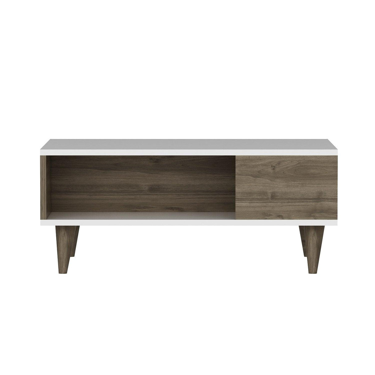 Măsuță de cafea Lyon, Diverse culori, 90x60x39 cm - Alb - Nuc | SKU: 506MNR1240 | Măsuță de cafea Lyon, 90x60x39 cm, varianta Alb - Nuc, produs pentru amenajarea locuinței, disponibil online în România la CasaMob