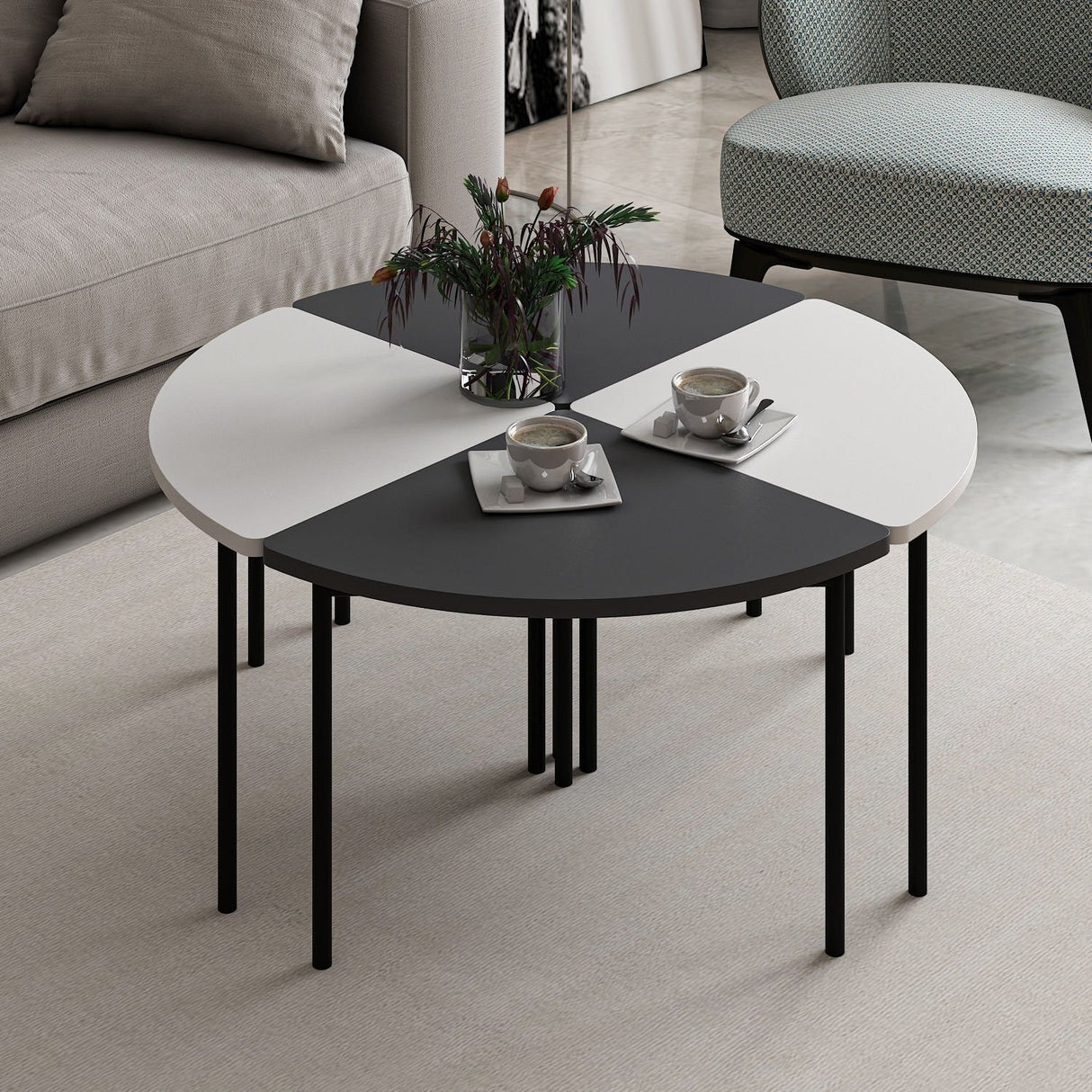 Mobila Emma 90x42 - White Anthracite, SKU 506MNR1243