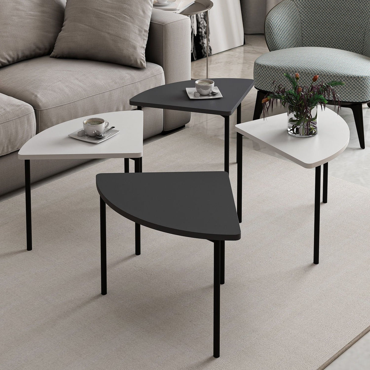 Mobila Emma 90x42 - White Anthracite, SKU 506MNR1243