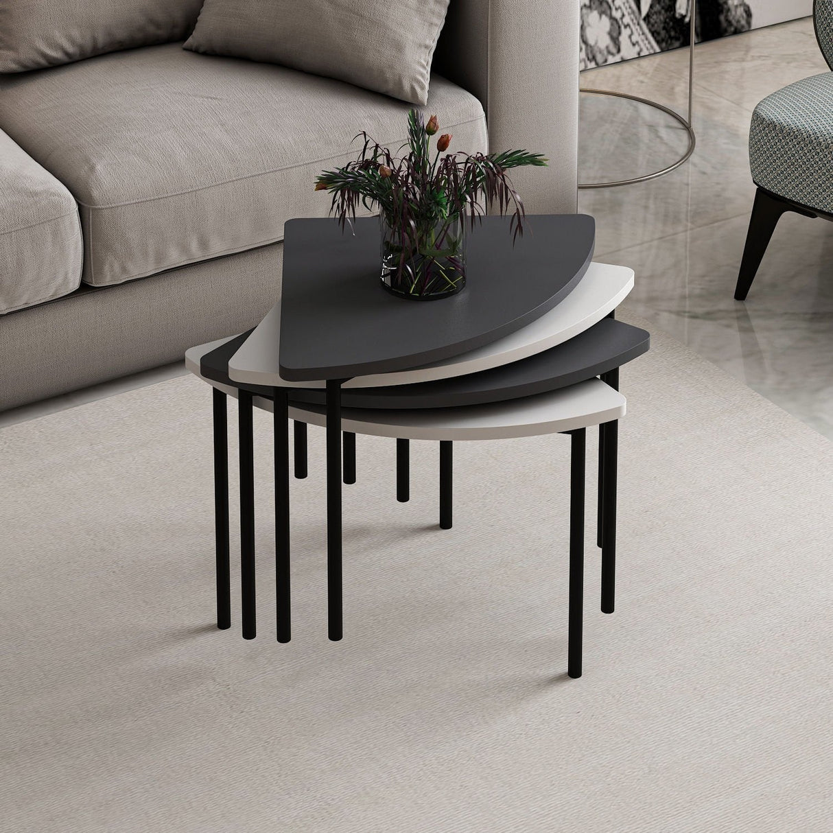 Mobila Emma 90x42 - White Anthracite, SKU 506MNR1243