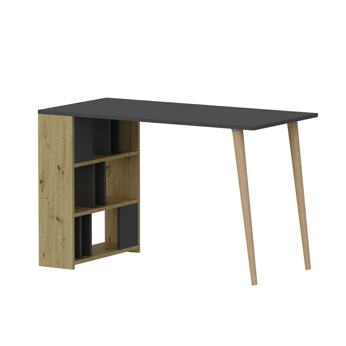 Birou Pina, Diverse culori, 120x60x74 cm - Antracit - Stejar | SKU: 506MNR3338 | Birou Pina, 120x60x74 cm, varianta Antracit - Stejar, produs pentru amenajarea locuinței, disponibil online în România la CasaMob