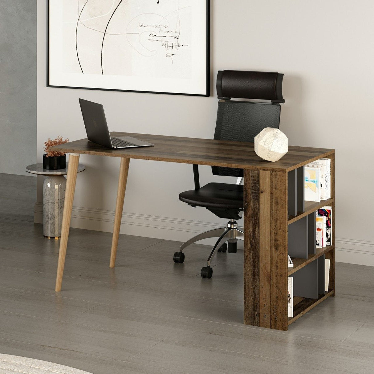 Birou Pina, Diverse culori, 120x60x74 cm - Nuc - Antracit | SKU: 506MNR3339 | Birou Pina, 120x60x74 cm, varianta Nuc - Antracit, produs pentru amenajarea locuinței, disponibil online în România la CasaMob