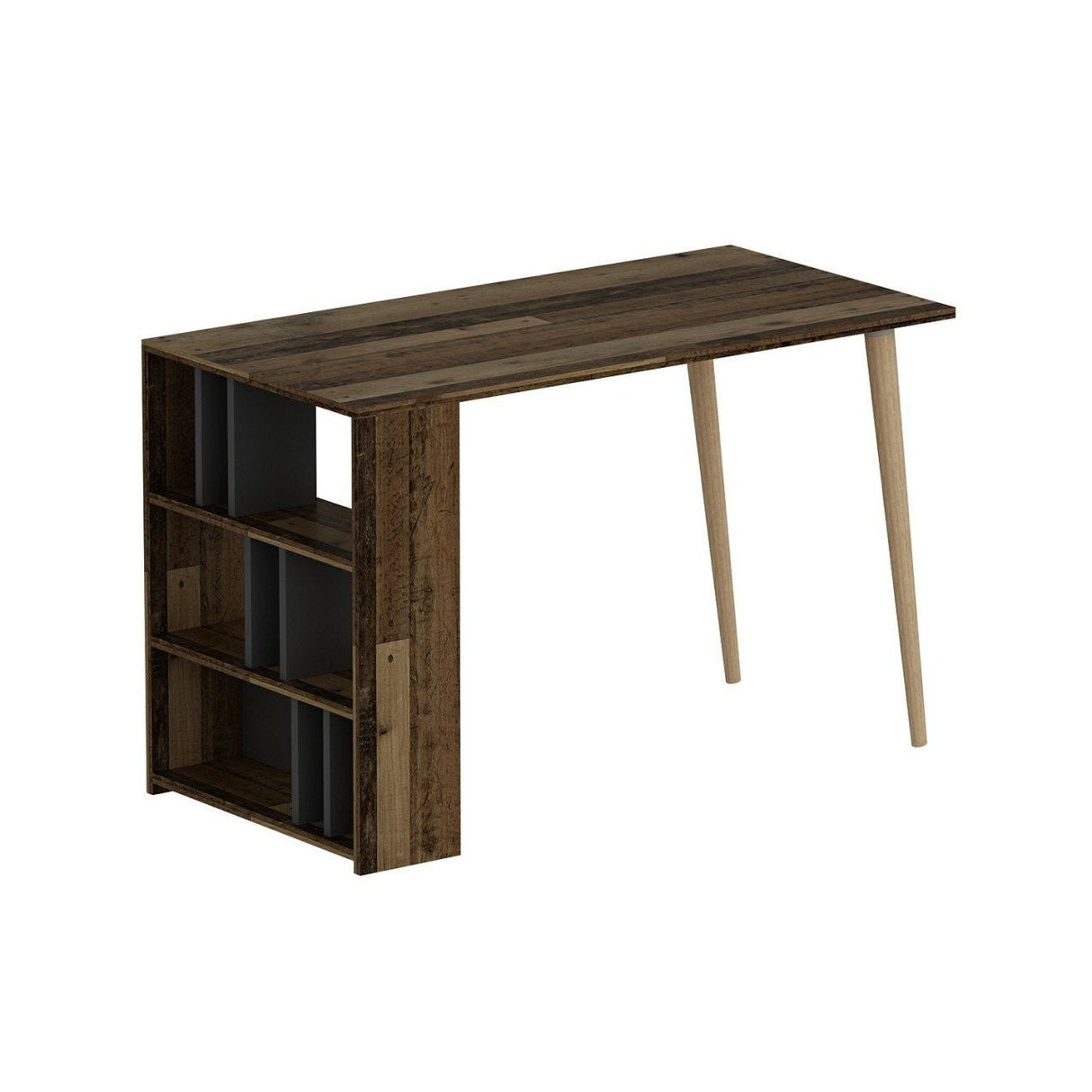 Birou Pina, Diverse culori, 120x60x74 cm - Nuc - Antracit | SKU: 506MNR3339 | Birou Pina, 120x60x74 cm, varianta Nuc - Antracit, produs pentru amenajarea locuinței, disponibil online în România la CasaMob