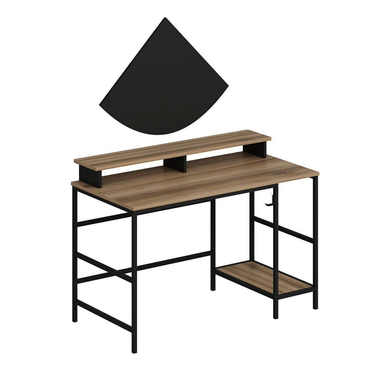 Birou Greta L, Dore - Negru, 120x60x74 cm