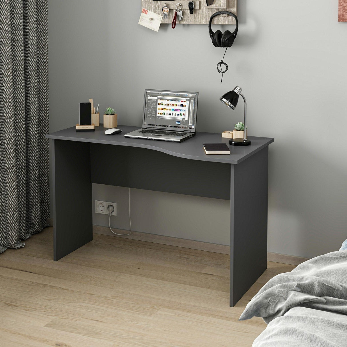 Birou June, Diverse culori, 120x60x74 cm - Antracit | SKU: 506MNR3349 | Birou June, 120x60x74 cm, varianta Antracit, produs pentru amenajarea locuinței, disponibil online în România la CasaMob