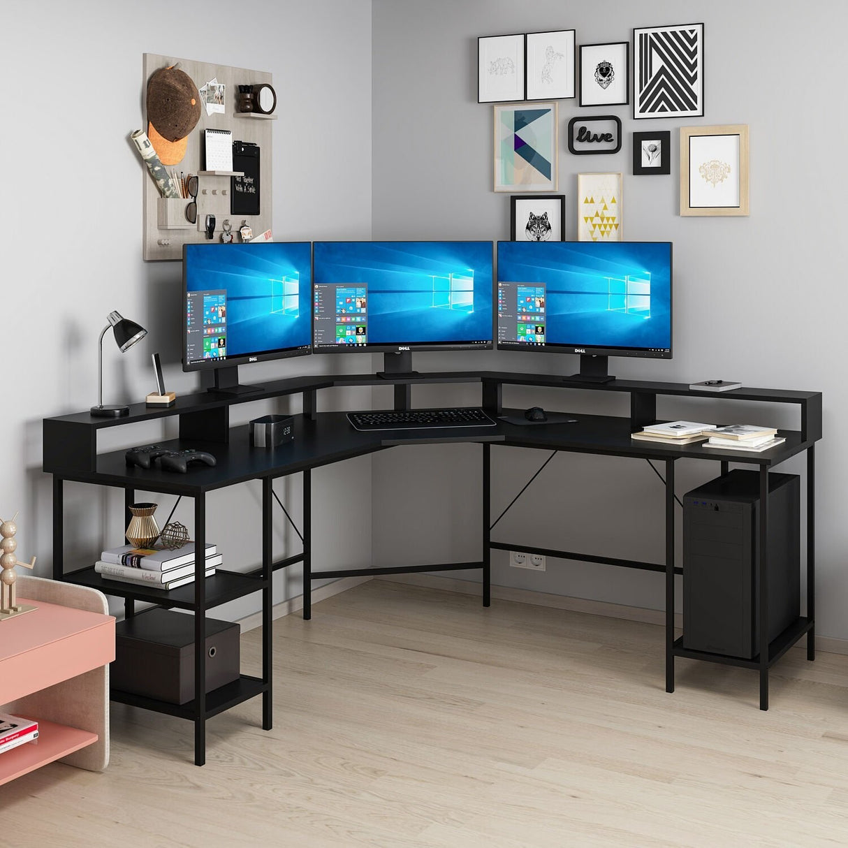 Birou Power, Diverse culori, 180x60x90 cm - Negru | SKU: 506MNR3356 | Birou Power, 180x60x90 cm, varianta Negru, produs pentru amenajarea locuinței, disponibil online în România la CasaMob