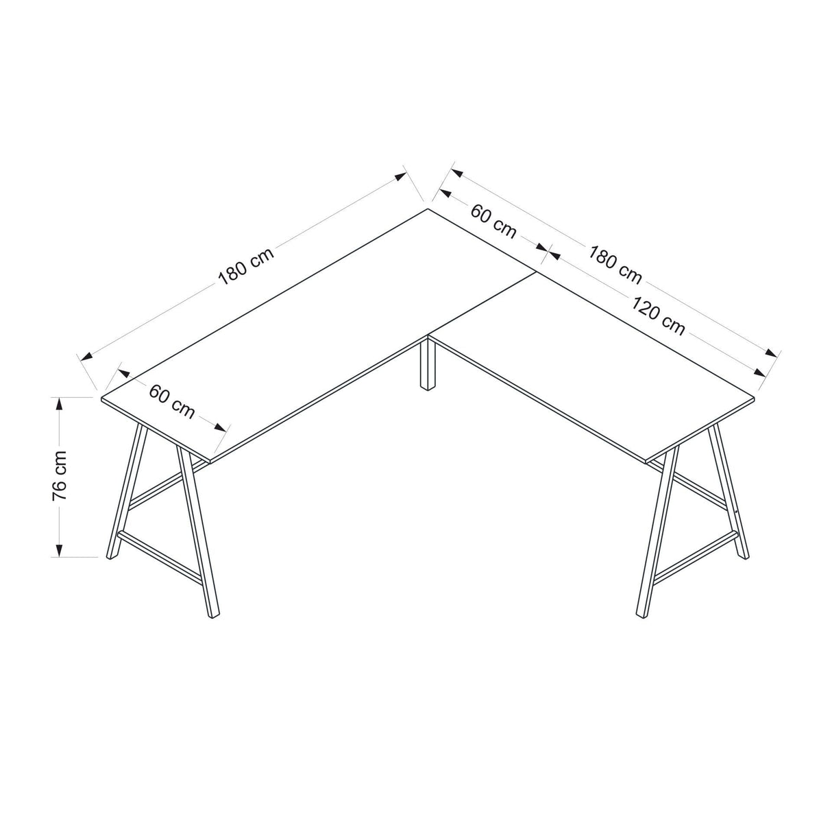 Birou Team L, Diverse culori, 180x60x76 cm - Dore | SKU: 506MNR3360 | Birou Team L, 180x60x76 cm, varianta Dore, produs pentru amenajarea locuinței, disponibil online în România la CasaMob