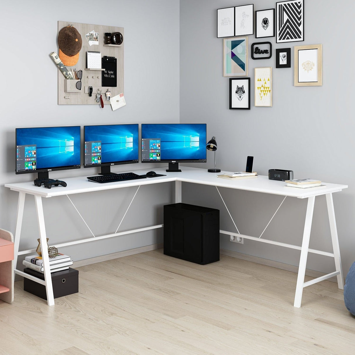 Birou Team L, Diverse culori, 180x60x76 cm - Alb | SKU: 506MNR3361 | Birou Team L, 180x60x76 cm, varianta Alb, produs pentru amenajarea locuinței, disponibil online în România la CasaMob