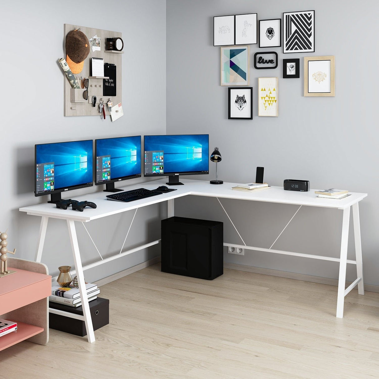 Birou Team L, Diverse culori, 180x60x76 cm - Alb | SKU: 506MNR3361 | Birou Team L, 180x60x76 cm, varianta Alb, produs pentru amenajarea locuinței, disponibil online în România la CasaMob