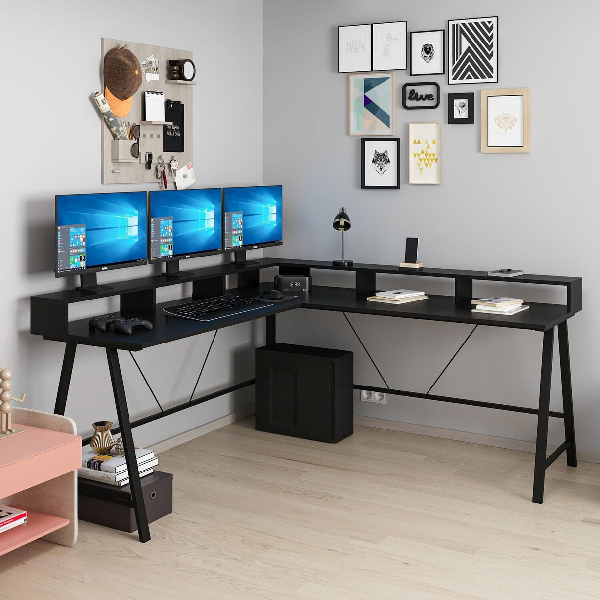 Birou Team, Diverse culori, 180x60x90 cm - Negru | SKU: 506MNR3362 | Birou Team, 180x60x90 cm, varianta Negru, produs pentru amenajarea locuinței, disponibil online în România la CasaMob