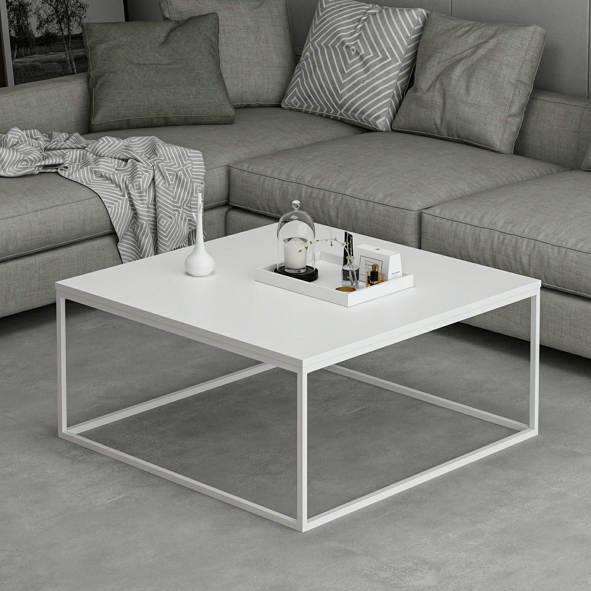 Măsuță de cafea Loni, Diverse culori, 90x90x42 cm - Alb | SKU: 506MNR3423 | Măsuță de cafea Loni, 90x90x42 cm, varianta Alb, produs pentru amenajarea locuinței, disponibil online în România la CasaMob