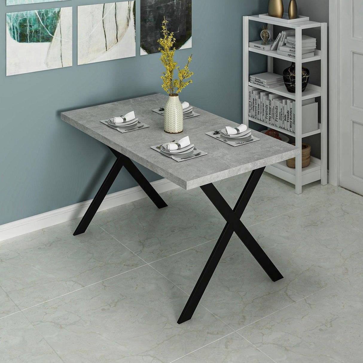Masă dining Brayn, Diverse culori, 139x80x76 cm - Gri | SKU: 506MNR3448 | Masă dining Brayn, 139x80x76 cm, varianta Gri, produs pentru amenajarea locuinței, disponibil online în România la CasaMob