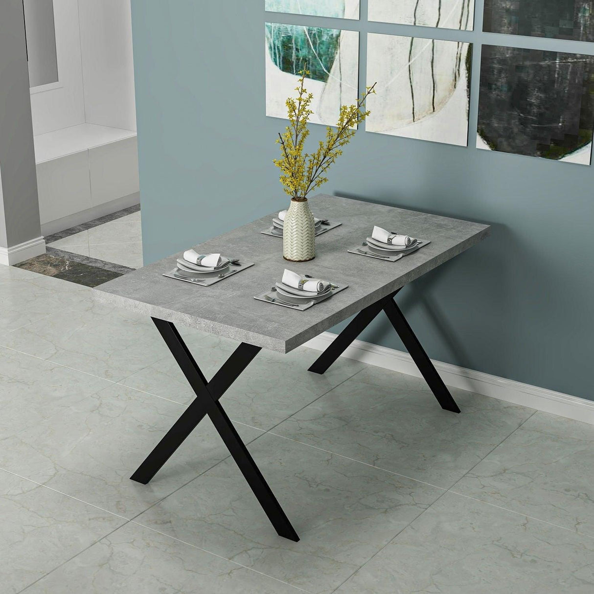Masă dining Brayn, Diverse culori, 139x80x76 cm - Gri | SKU: 506MNR3448 | Masă dining Brayn, 139x80x76 cm, varianta Gri, produs pentru amenajarea locuinței, disponibil online în România la CasaMob