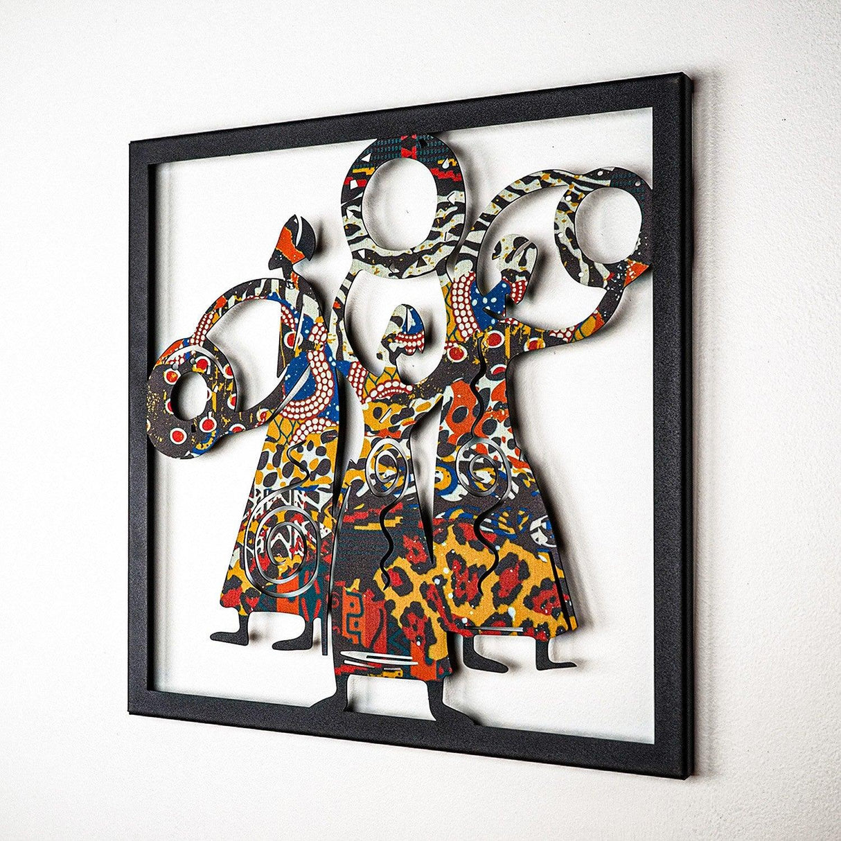 Accesoriu metal decorativ de perete Triple Goddess - APT112LCA, Negru, 70x70x0.15 cm