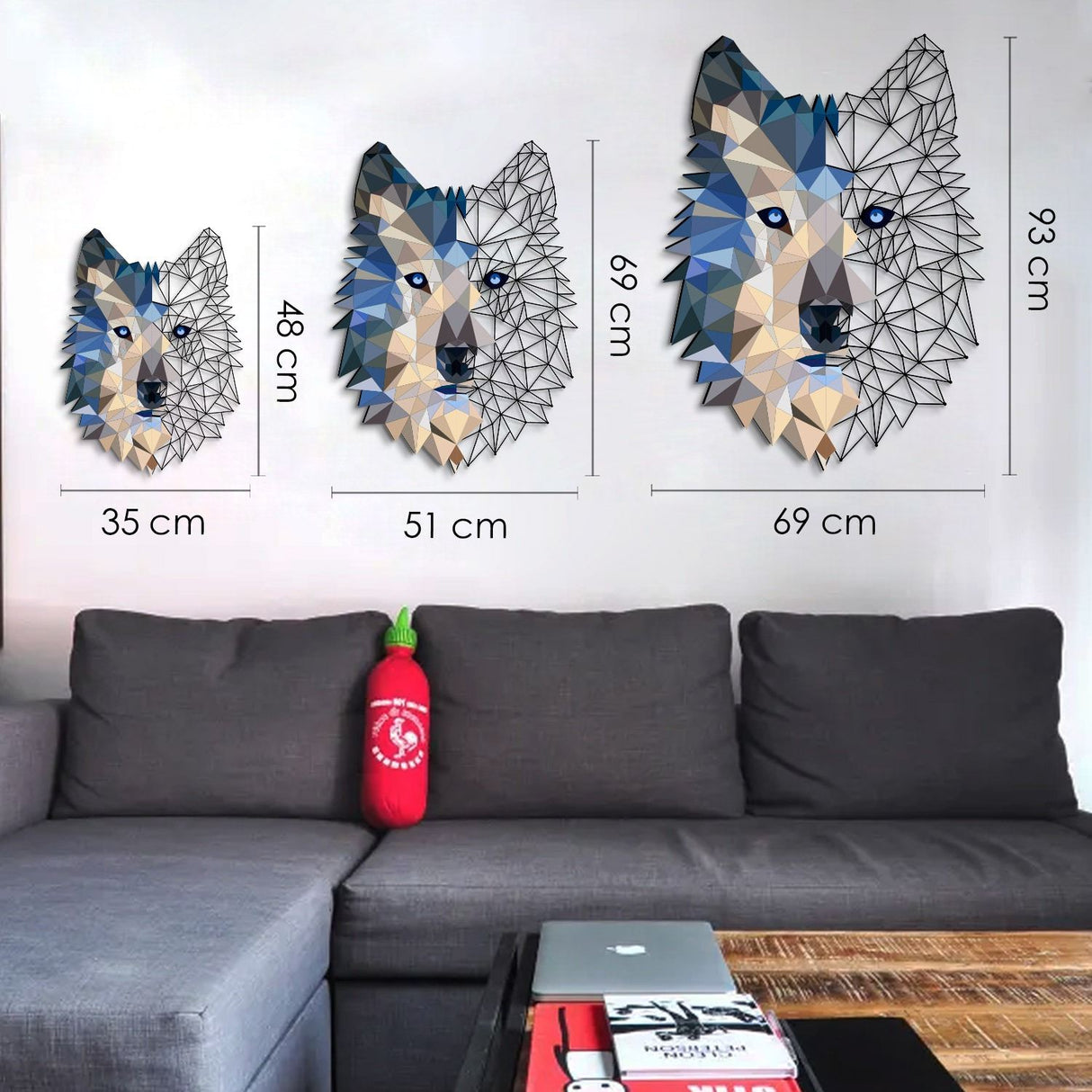 Decorațiune de perete din metal Metal Wolf Wall Art - APT721, Multicolor, 35x48x0 cm