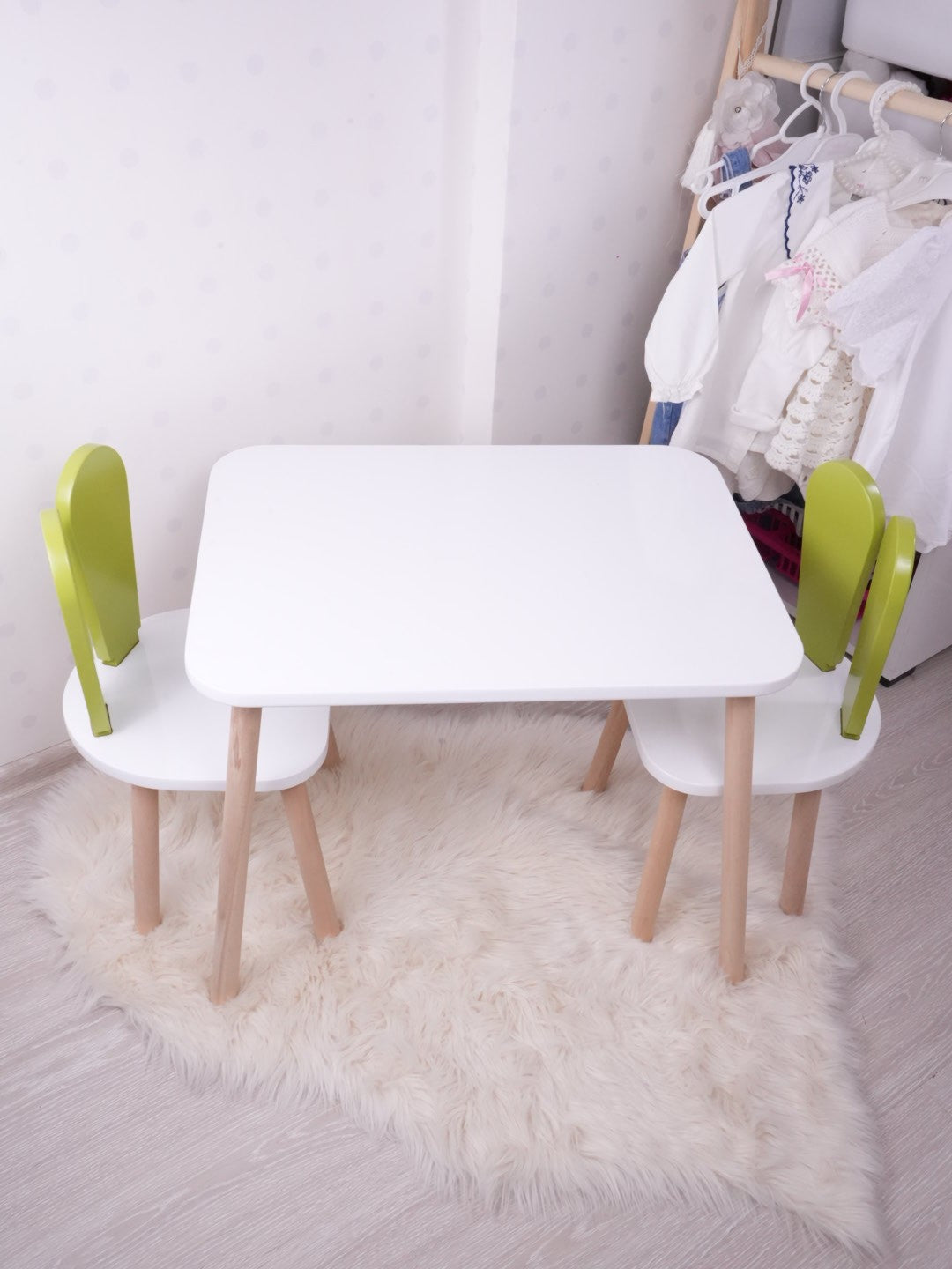 Mobilier Iepuraș Set de două scaune 30x25 - Pistachio Green White, SKU 517BMB1112
