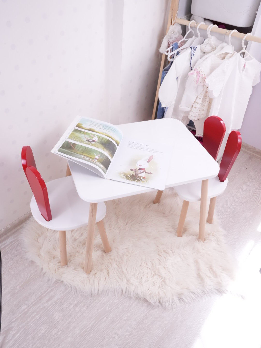 Mobilier Iepuraș Set de două scaune 30x25 - Red White, SKU 517BMB1112