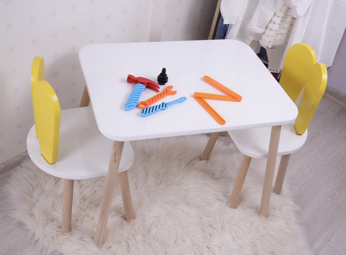 Mobilier Iepuraș Set de două scaune 30x25 - Yellow White, SKU 517BMB1112